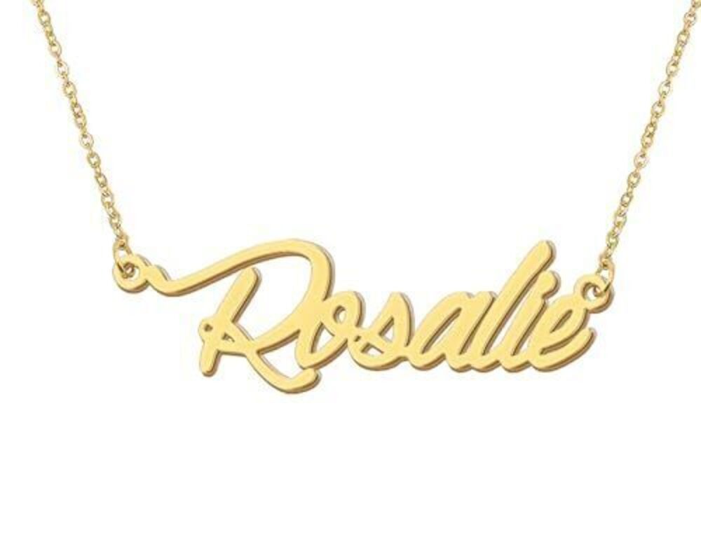4736 Rosalie Name Initial Necklace 18k Gold Plated Stainless Steel